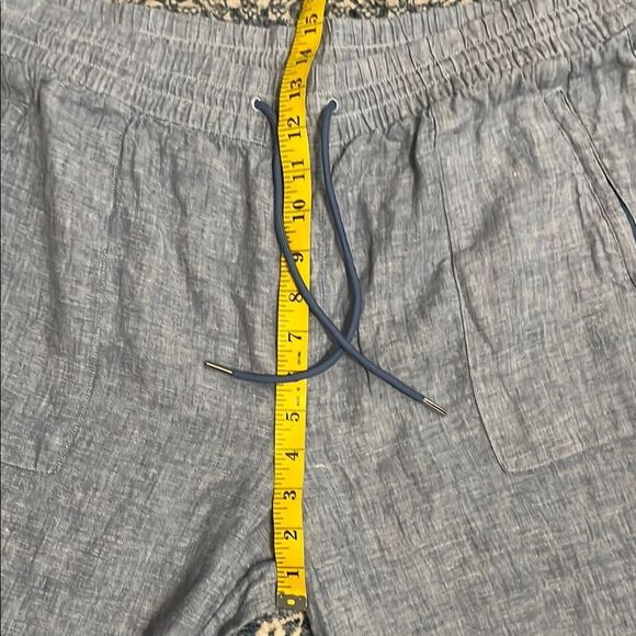 Athleta Retreat Linen Wide Leg Pants Blue Linen Pockets Boho Minimalist Coastal - Picture 15 of 16